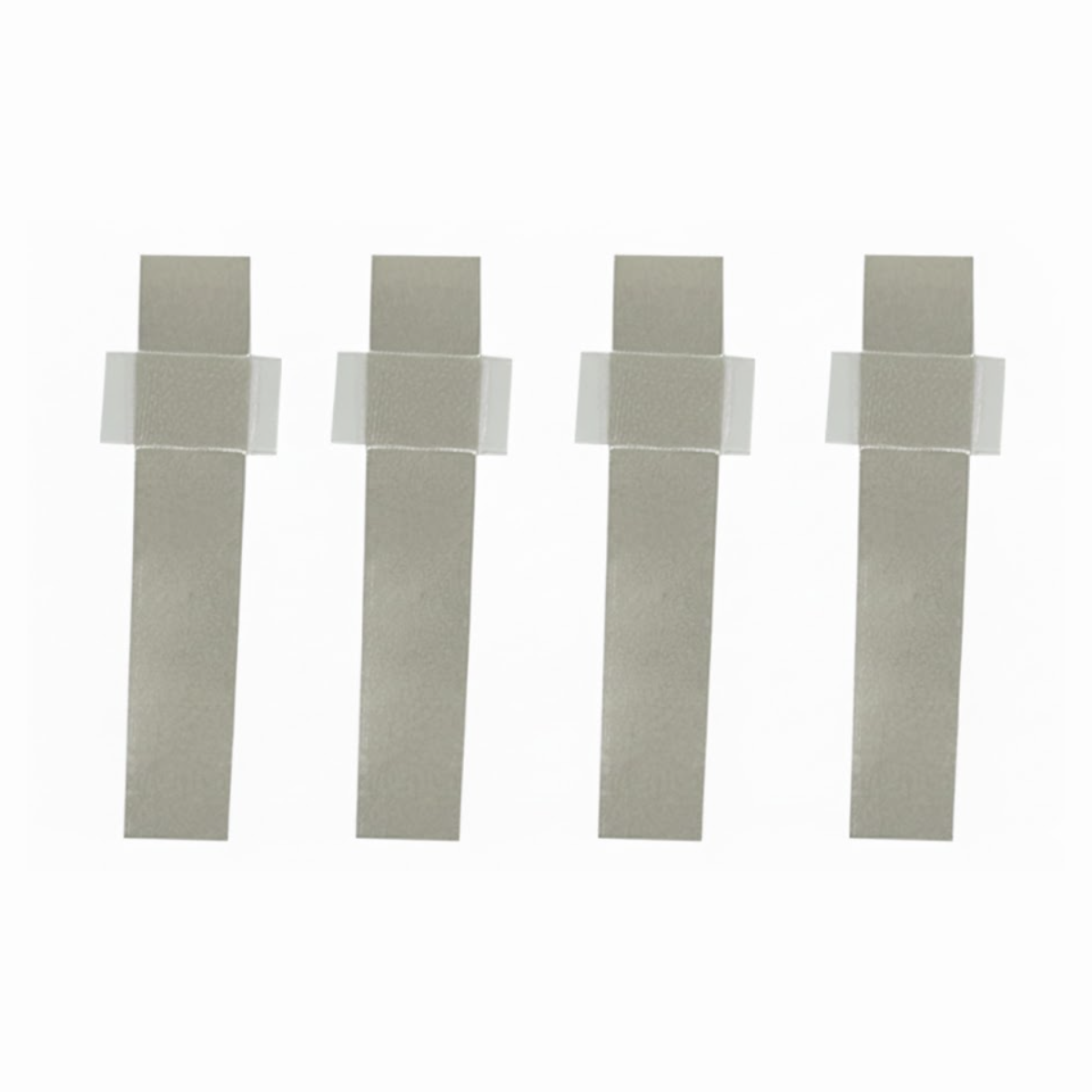 Stainless Steel Tabs (W 8mm * L 60mm * T 0.1mm) with White Adhesive Tapes as Positive Terminal for Aqueous Pouch Cells, 50 pcs/pack, CAPCSSTWAT