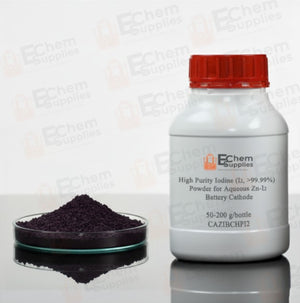 High Purity Iodine (I2, >99.99%) Powder for Aqueous Zn-I2 Battery Cathode, 50-200 g/Bottle, CAZIBCHPI2