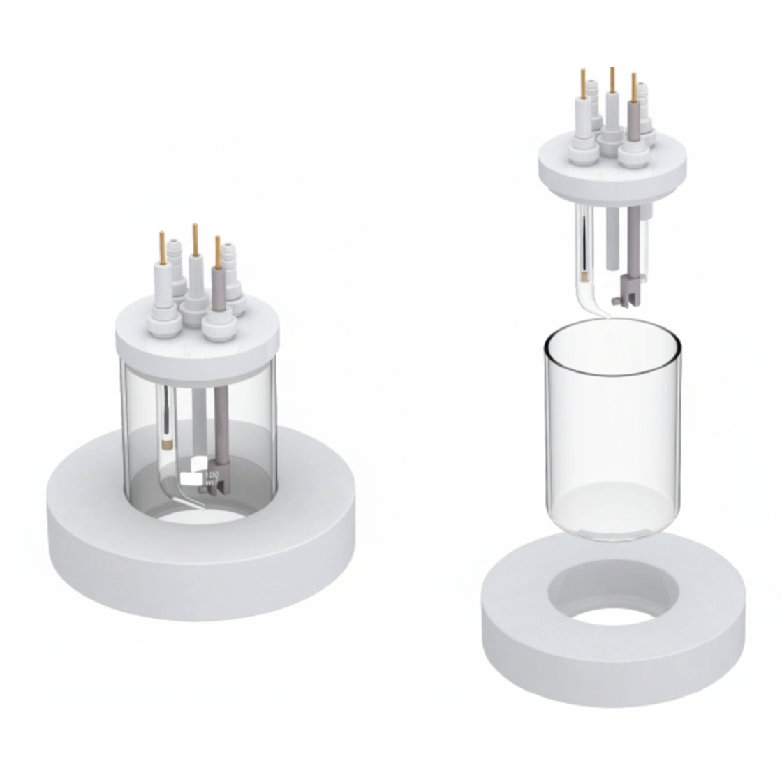 Round Quartz Cell (O.D.= 25mm, I.D. = 20 mm, H=40 mm) for Fundamental Photoelectrochemistry (PEC) Research, CFPRRQC