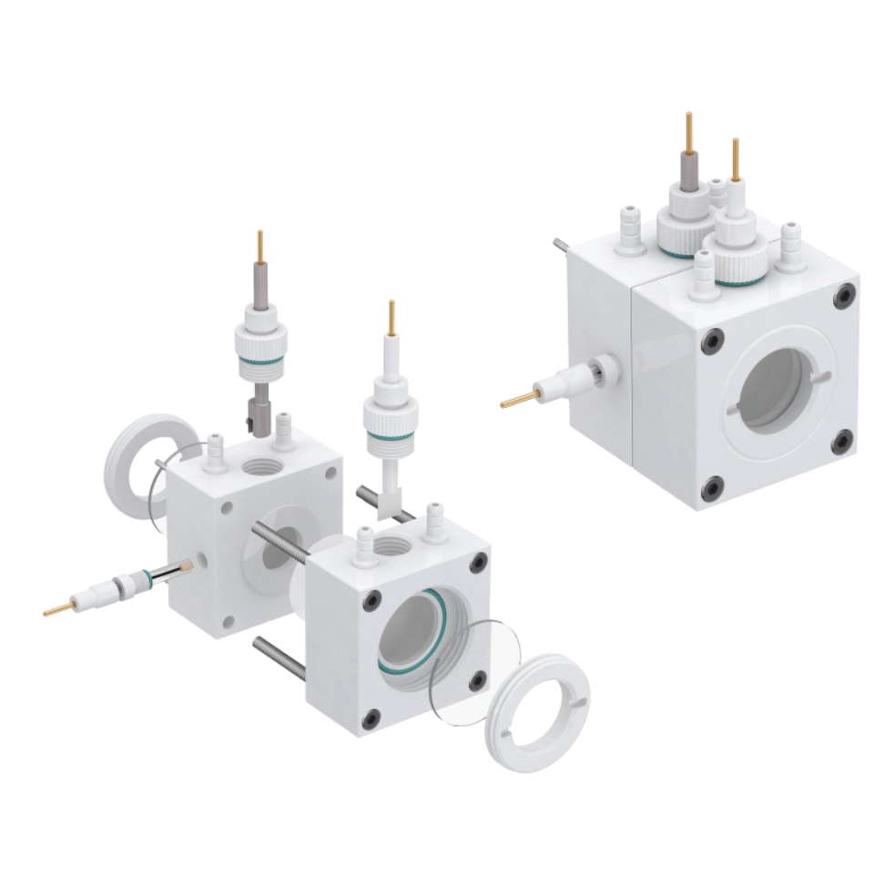 H-Type PTFE Test Cell (25mL+25mL) with Single/Double Quartz Window for Fundamental Photoelectrochemistry (PEC) Research, CFPRHTPTFETC