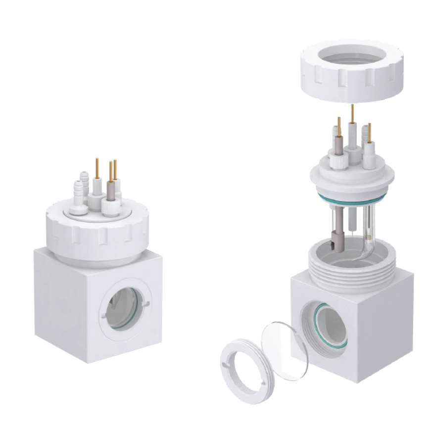 PTFE Test Cell (50mL) with Single Quartz Window for Fundamental Photoelectrochemistry (PEC) Research, CFPRPTFETC