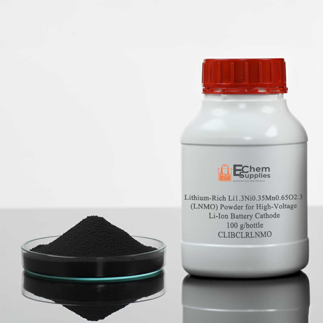 Lithium-Rich Manganese-Based Oxides Li1.3Ni0.35Mn0.65O2.3 (LRMOs) Powder for High-Voltage (~5V) Li-Ion Battery Cathode, 50-200 g/bottle, CHVLIBCLRMO13