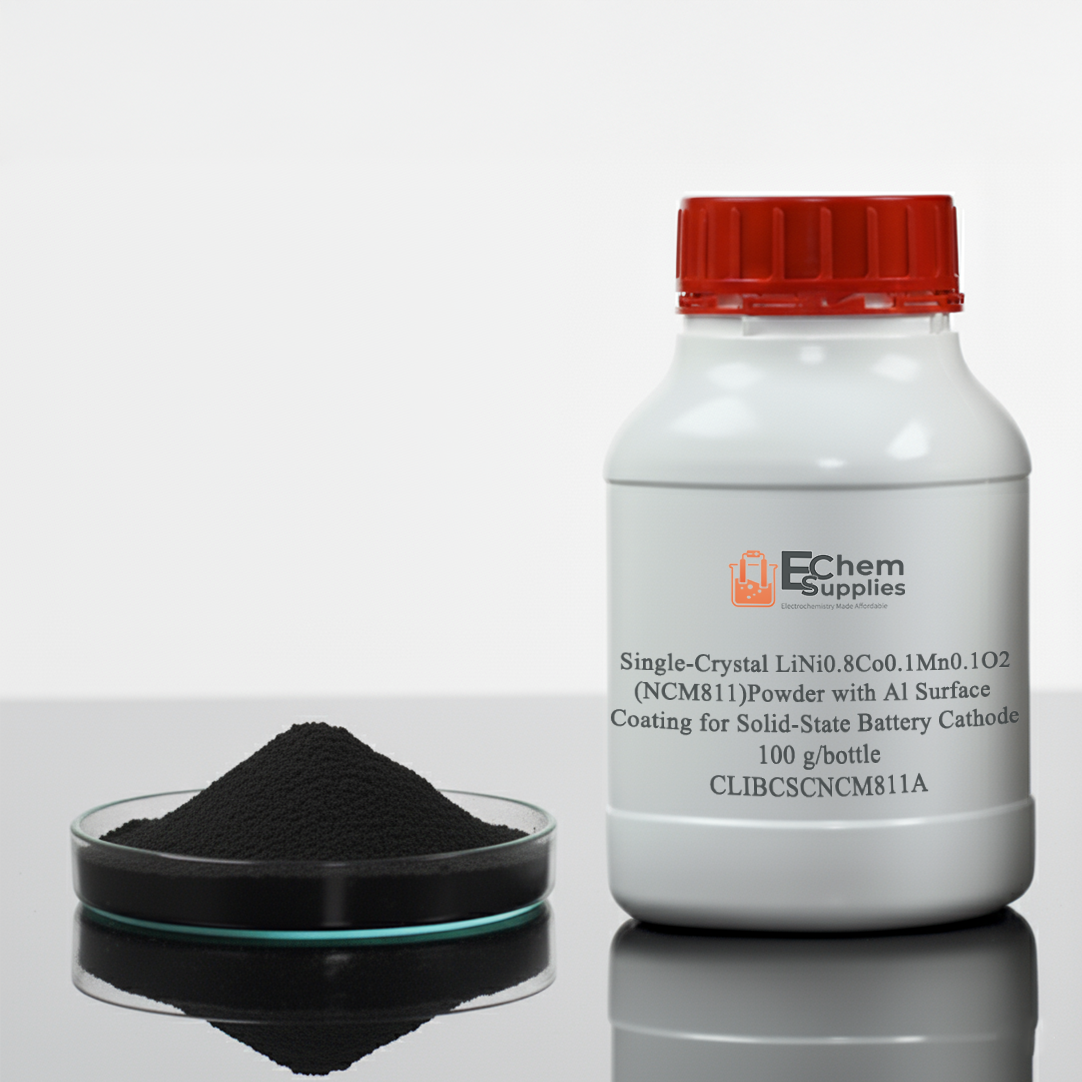 Single-Crystal LiNi0.8Co0.1Mn0.1O2 (NCM811) Powder with Aluminum (Al) Coating for Solid-State Battery Cathode, 100 g/bottle, CLIBCSCNCM811A