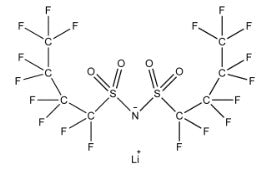 LiBNTFSI (Lithium Bis(nonafluorobutanesulfonyl)imide, or LiNNf2, >99.5%) Powder as Electrolyte Salt and Additive for Lithium-Ion Battery, 10-50 g/bottle, CLIBEALiBNTFSI