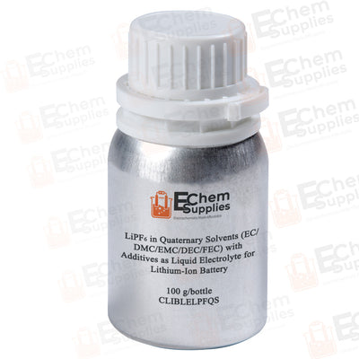 LiPF6 in Quaternary Solvents (EC/DMC/DEC/EMC/FEC) as Liquid Electrolyte for Lithium-Ion Battery, 100 g/bottle, CLIBLELPFQS
