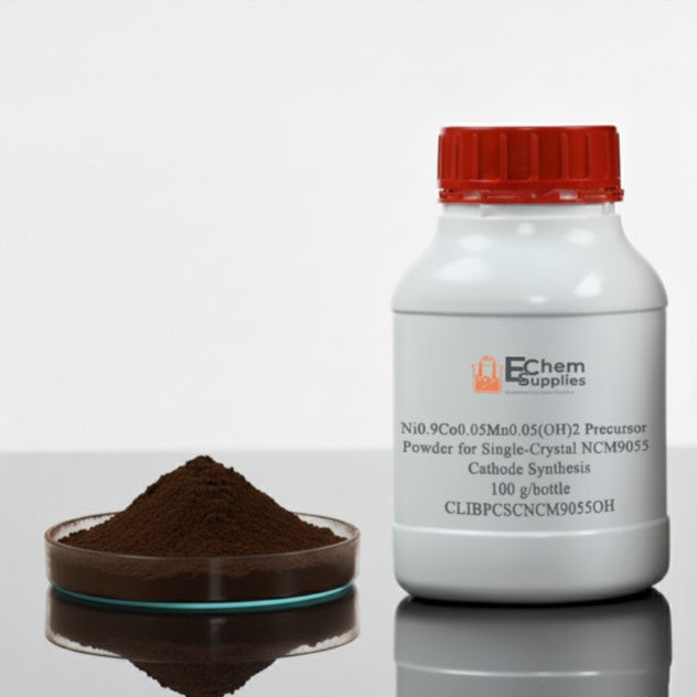 Ni0.9Co0.05Mn0.05(OH)2 Precursor Powder for Single-Crystal NCM9055 Cathode Synthesis, 100 g/bottle, CLIBPCSCNCM9055OH