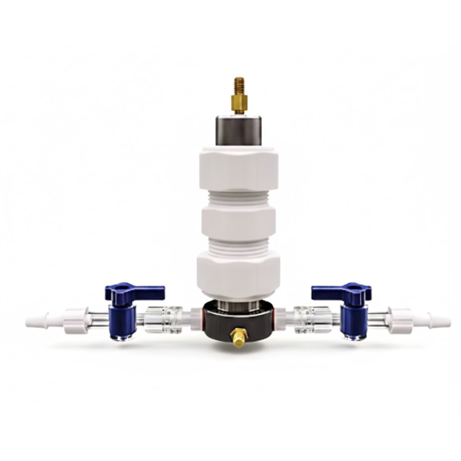 Two-Electrode Swagelok Cell (I.D.= 14, 20 mm) with Gas Inlet/Outlet for Metal-Gas Battery Testing, CMGBT2ESCG