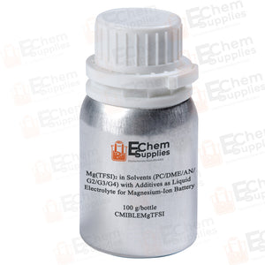 Mg(TFSI)2 in Solvents (PC/DEM/AN/G2/G3/G4) with Additives as Liquid Electrolyte for Magnesium-Ion Battery, 100 g/bottle, CMIBLEMgTFSI