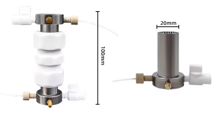 Two-Electrode Swagelok Cell (I.D.=20 mm) with Snakelike Channels for Redox Flow Battery Testing, CRFBT2ESCSC