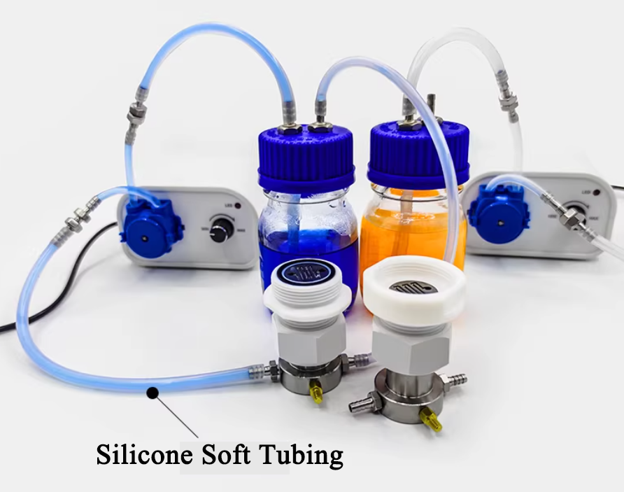 Two-Electrode Swagelok Cell (I.D.=20 mm) with Snakelike Channels for Redox Flow Battery Testing, CRFBT2ESCSC
