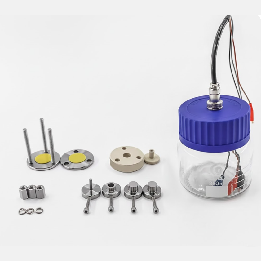 Three-Electrode Split Cell (I.D.= 10 mm) with Jig Fixture and Airtight Jar for Solid-State Battery Testing, CSSBT3ESCJF