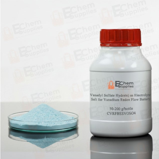 Vanadyl Sulfate Hydrate (VOSO4 · xH2O, >99.9%) as Electrolyte Salt for Vanadium Redox Flow Battery, 50-200 g/bottle, CVRFBESVOSO4