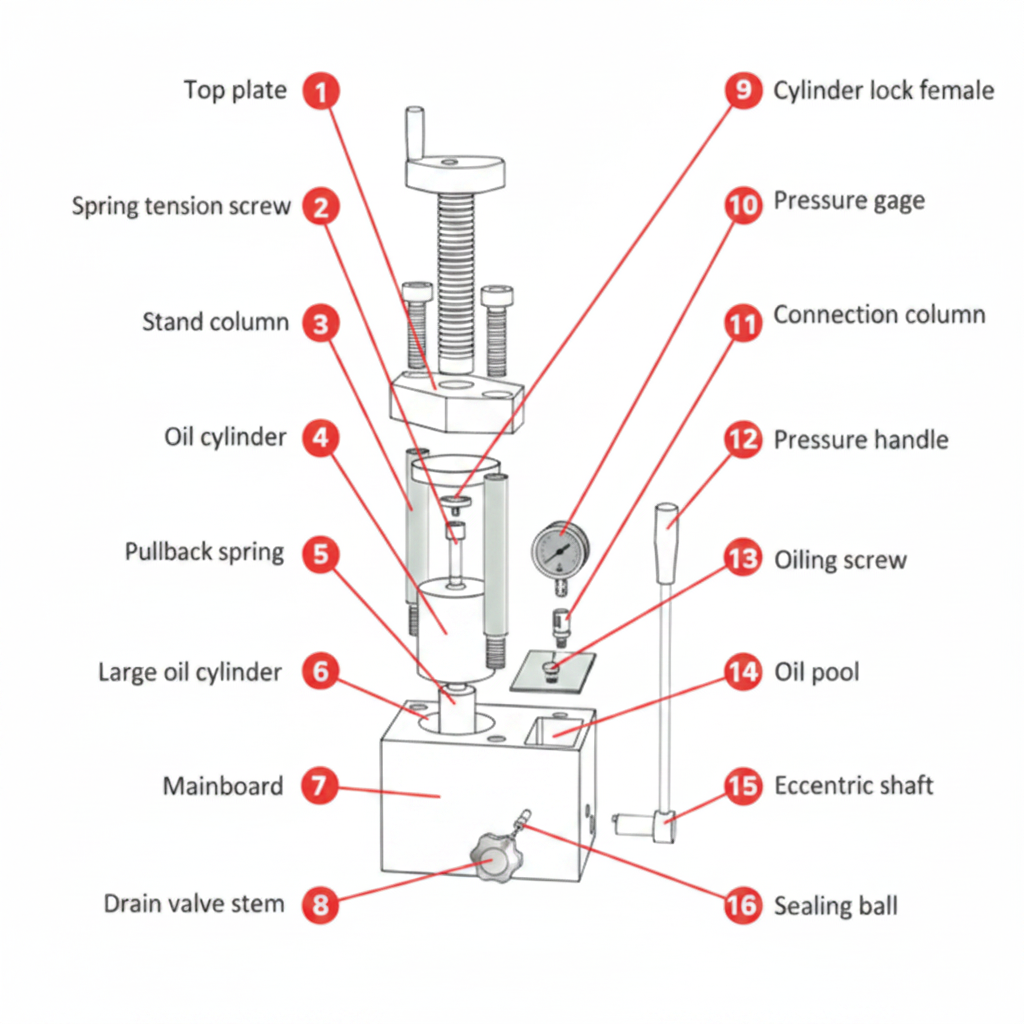 ECS-HC Manual Hydraulic Pellet Press (2-15T) with Two Pillars, EHCMHPP2P