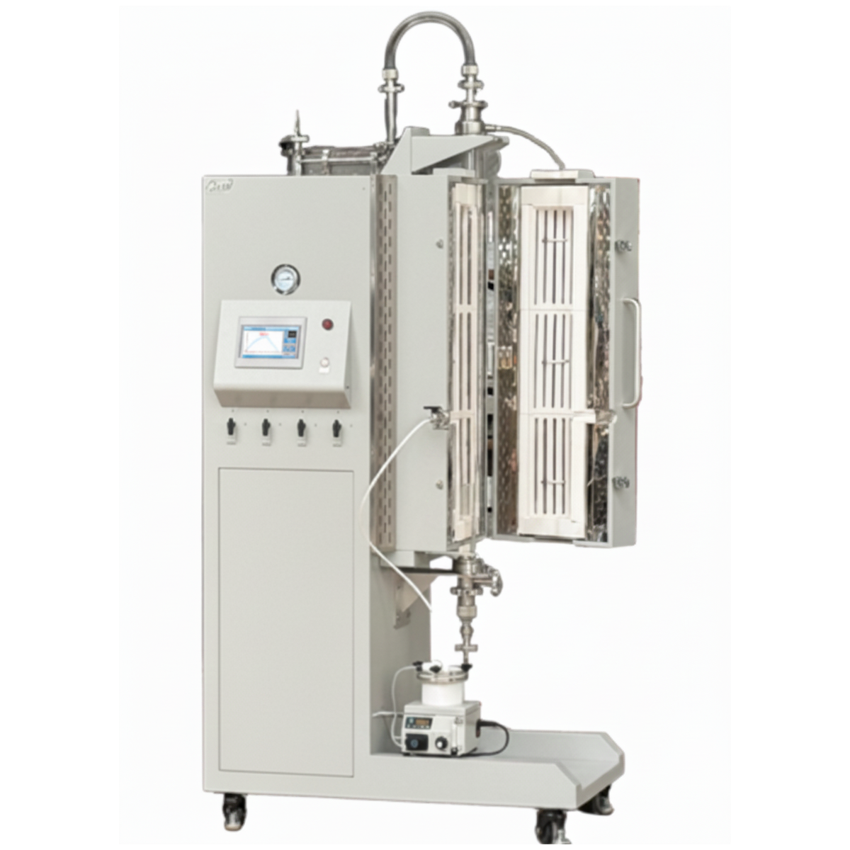 ECS-N Fluidized Bed Chemical Vapor Deposition (FBCVD) Furnace (Max. 1200℃, Triple-Zones) with Automatic Feeder and Mist Generator for Powder Coating, ENFBCVDFAFMG