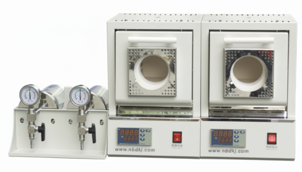 ECS-N Mini Hybrid Tube/Muffle Furnace (Max. 1200℃) with Horizontal Tube for Glovebox Operation, ENMHTMFHT