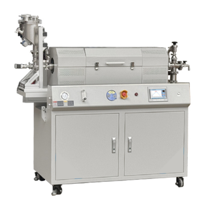 ECS-N Rotary CVD Furnace (Max. 1200℃, 4" Quartz Tube) with Automatic Feeder & Receiver for Continuous Powder Coating, ENRCVDFAFR