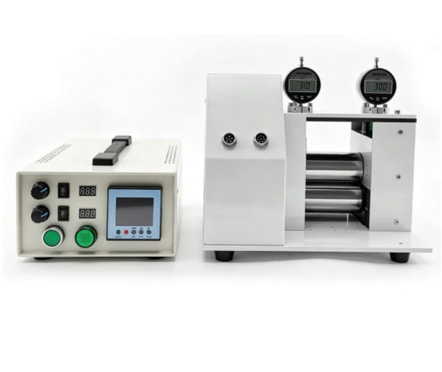 ECS-RG Economic Hot Rolling Press (W=100mm, 100℃) with Asynchronous Rolling Speed for Dry Battery Electrode (Glovebox Compatible), ERGDBEEHRPARS
