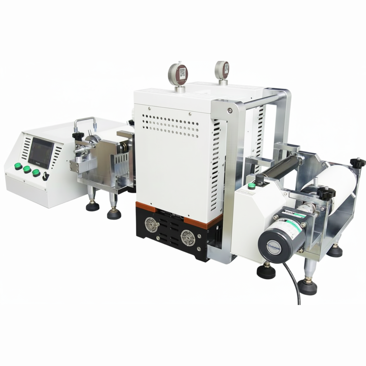 ECS-SS Gap-Control Hot Rolling Press (W130mm, 200℃) with Tension-Controller for Electrode Calendering (Ar-Glovebox Compatible), ESSECGCHRP